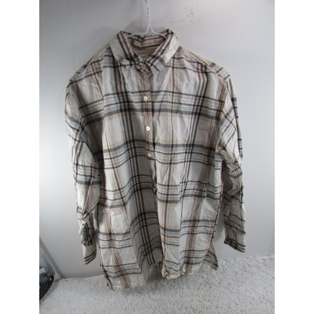 Paul Harris Design 100% Cotton Striped Short Sleeve Button Up Blouse Shirt Size